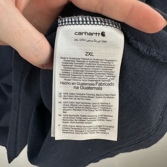 Carhartt Tshirt Mens 2XL Black 100% Cotton Loose Fit Short Sleeve Pullover Tee - Picture 7 of 7